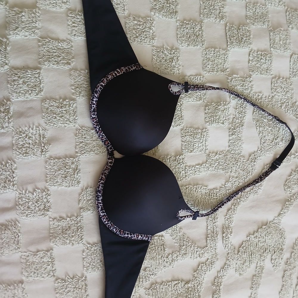 Black Bra with Leopard Trim